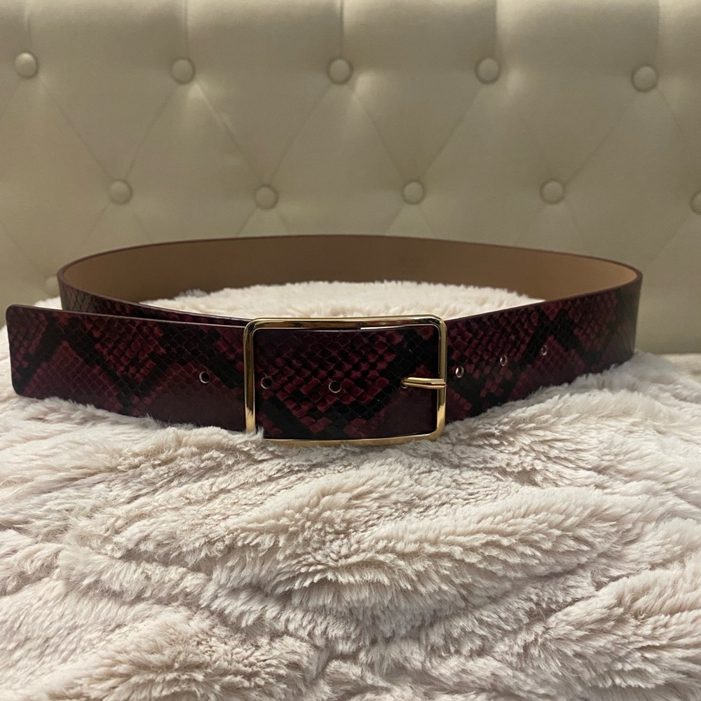 B-Low the Belt Snakeskin Leather Belt with Gold Buckle